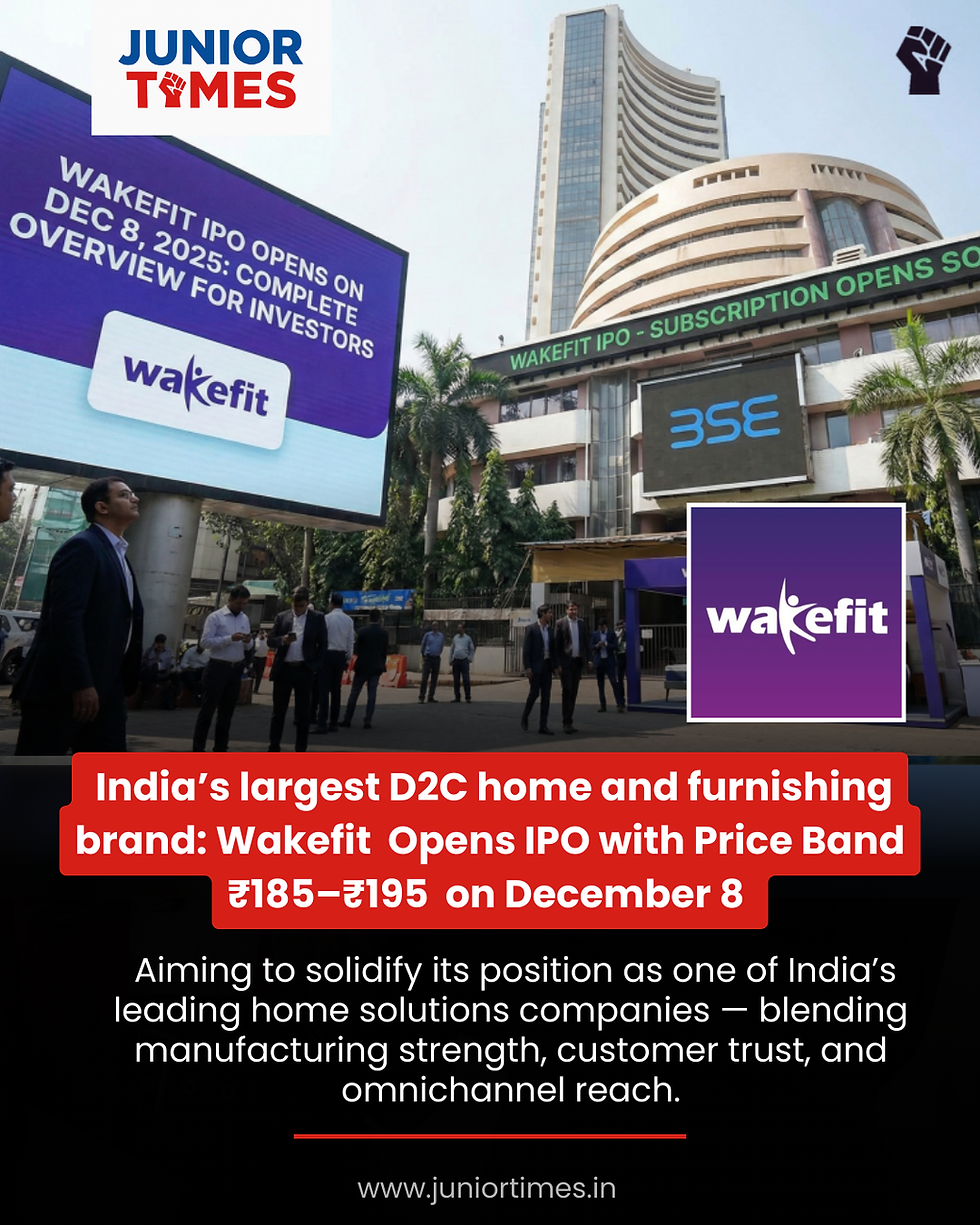 Wakefit, India’s largest D2C home and furnishing brand, announces an IPO opening on December 8, 2025, with a pricing range of ₹185–₹195.