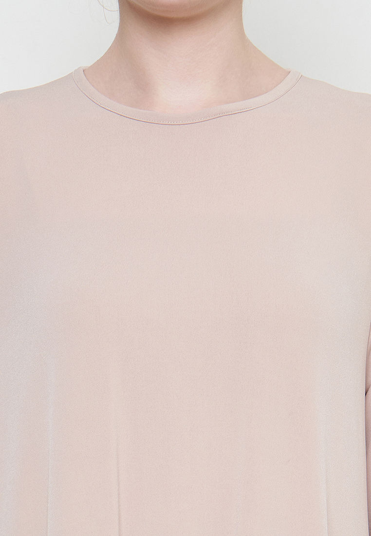 Thumbnail: Long Sleeve Round Neck Abaya Inner Dress - Nude