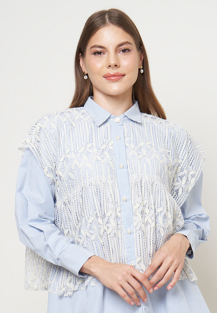 Thumbnail: Harmonia - Striped Shirt With Outer Lace