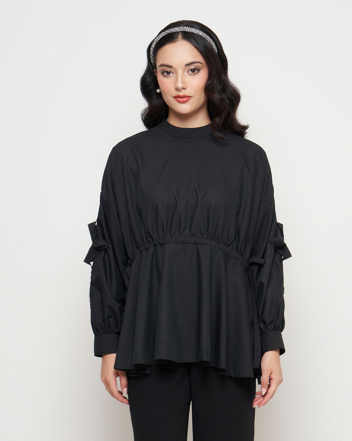 Monique - Black Shirt With 3D Floral Applique