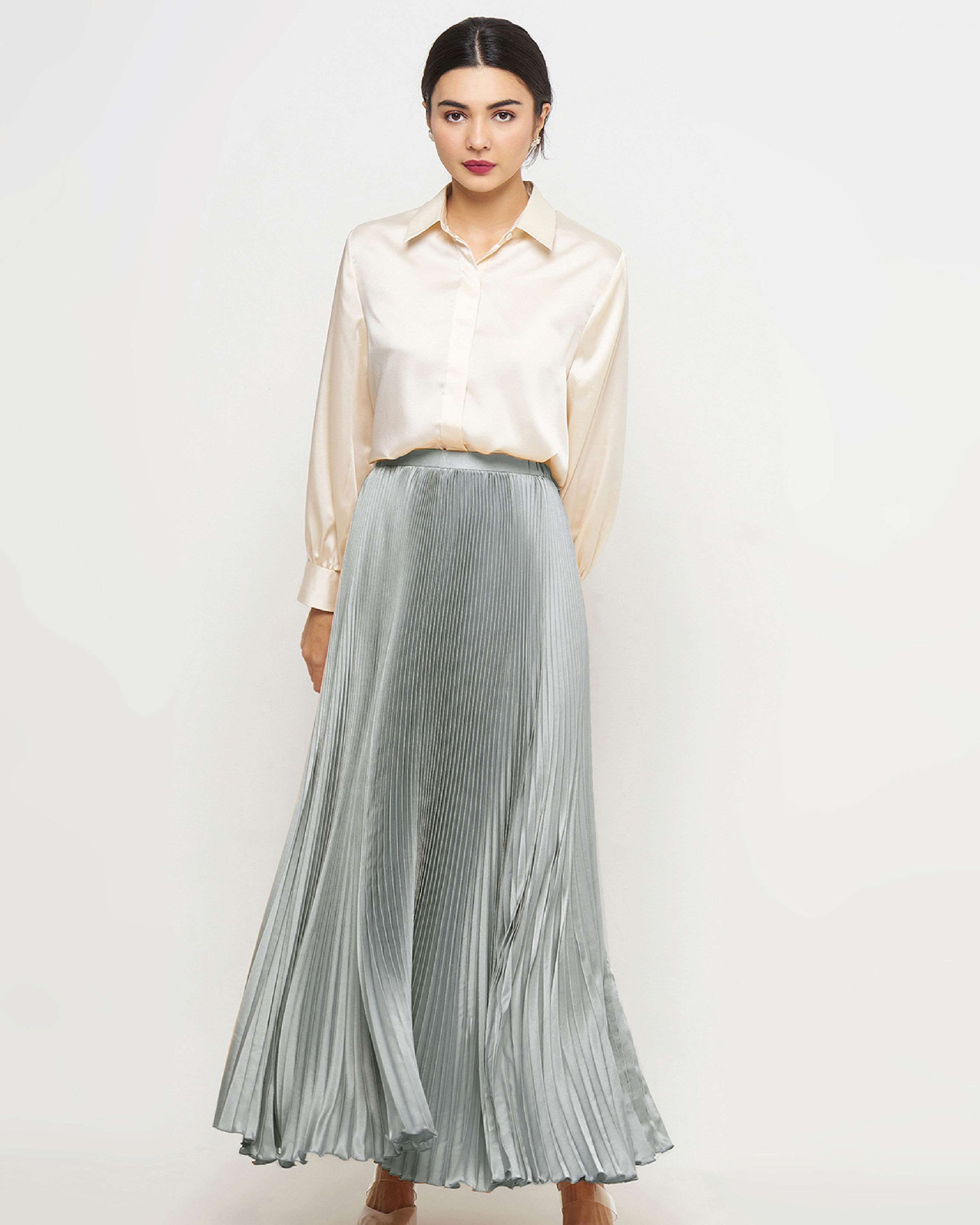 ZP Signature Plise Skirt in Shade Silver