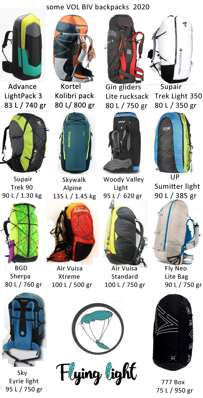 backpacks for bivy flying paragliding