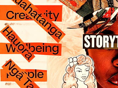 A close up of a paper collage - created by one of our ropu during Sparkle Bomb! A reflection on what the project had gifted them over 6 weeks. Art by BC.