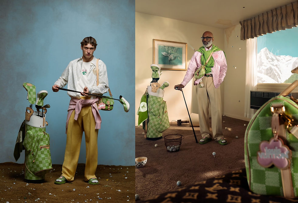 世一品牌路易維登當然不會錯過這運動時裝戰場!Louis Vuitton x Pharrell x Tyler, the Creator 的 Green Damier 綠茵高球系列,眨眼搶斷市,你冇留意到係好正常。