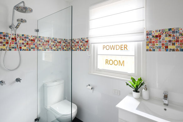 Powder room interior of a contemporary home in Newport Beach