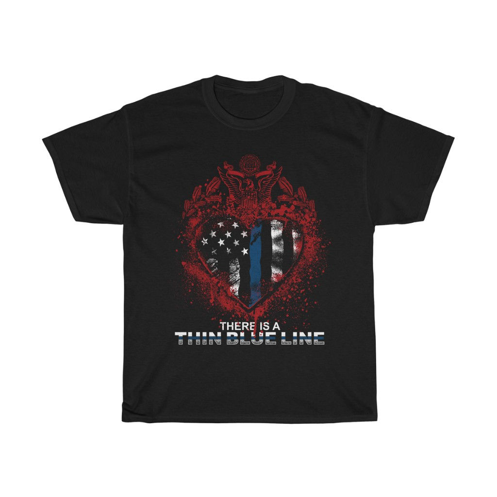 Thin Blue Line in my Heart!! - Unisex Heavy Cotton Tee