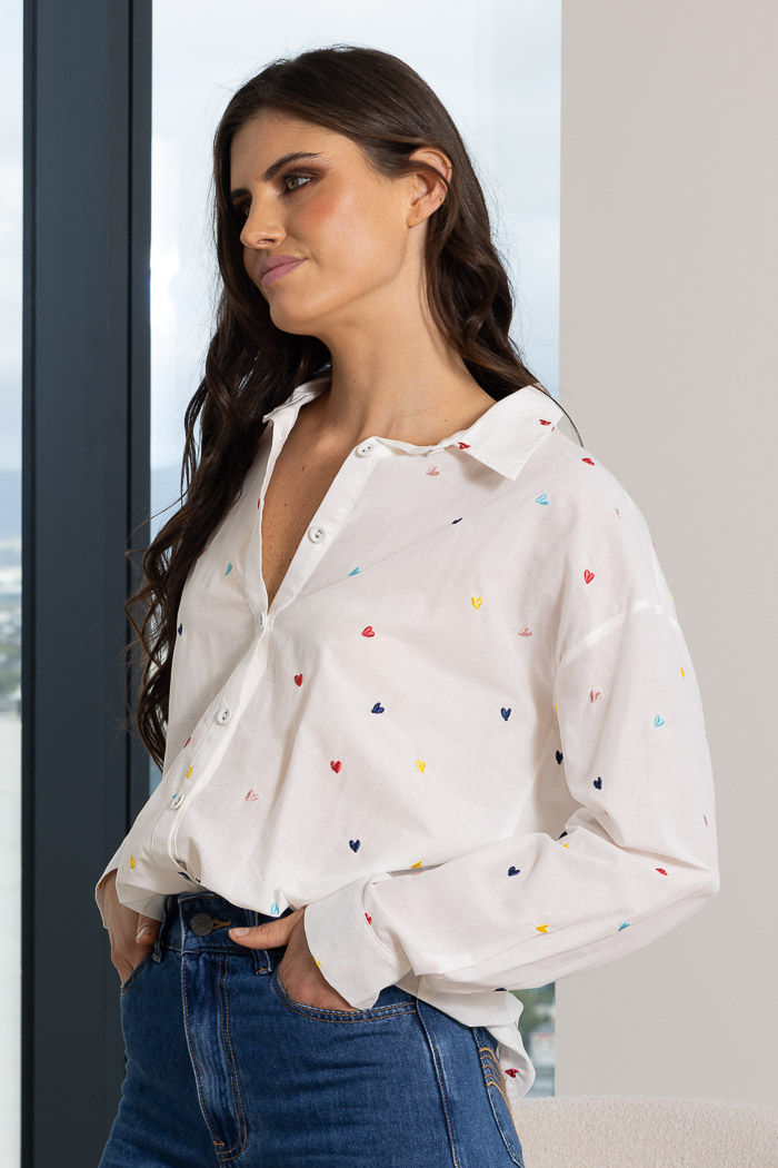 Thumbnail: Charlo Zoey Shirt Heart White