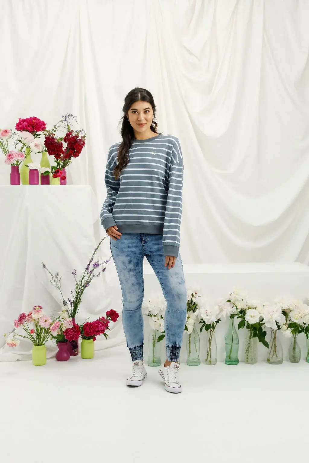 Homelee Kayla Crew - Stormy Stripe