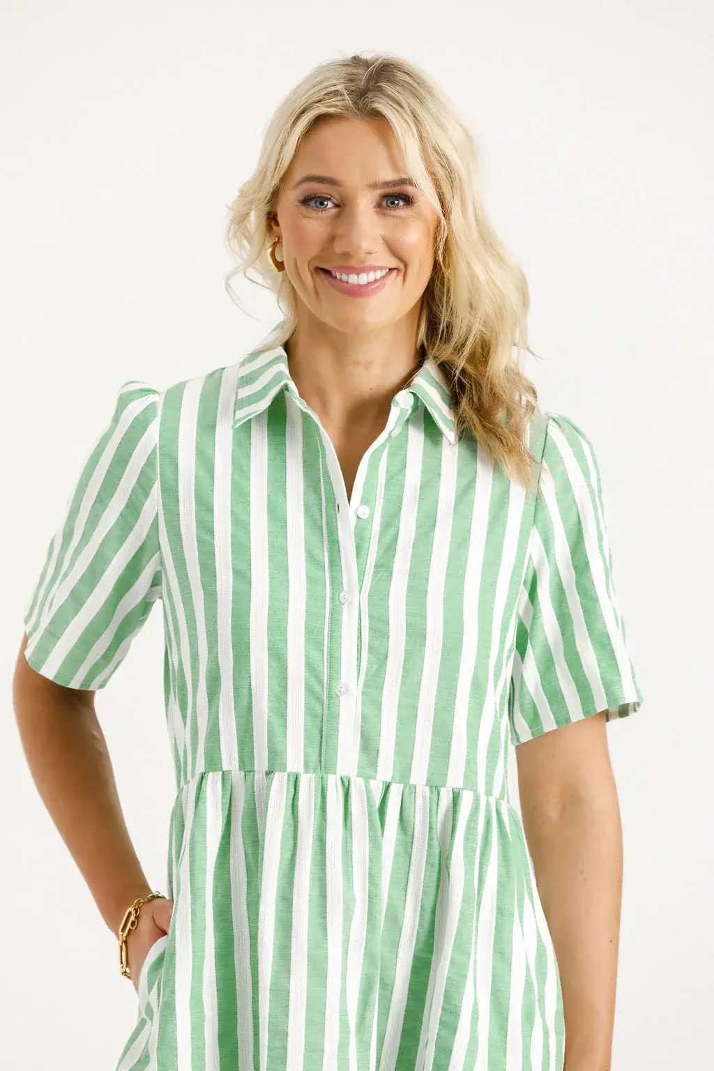 HomeLee Cleo Mini Dress - Apple Stripes