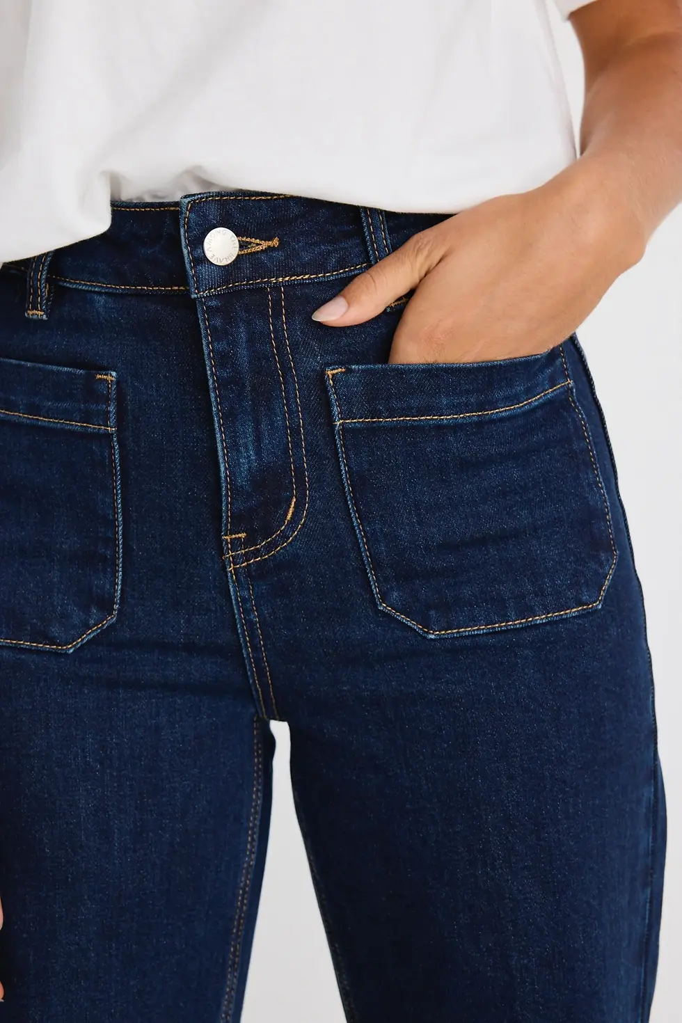 Thumbnail: Among The Brave Zoey Regular High Rise Wide Leg Pocket Jean - Indigo