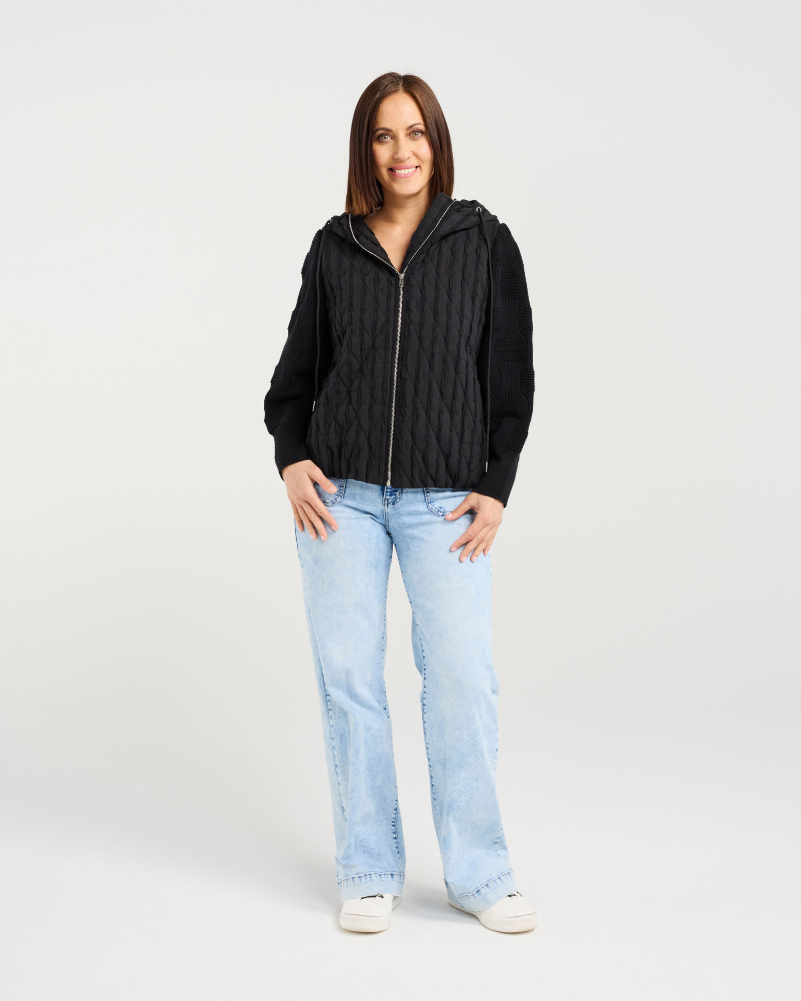 Zafina Jossie Jacket Knit Sleeves Black