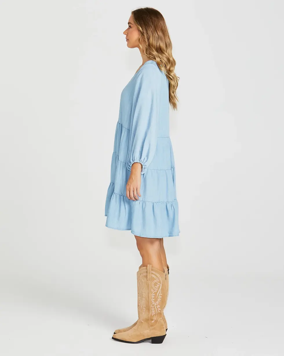 Thumbnail: Sass  Davie Tiered Dress - Chambray