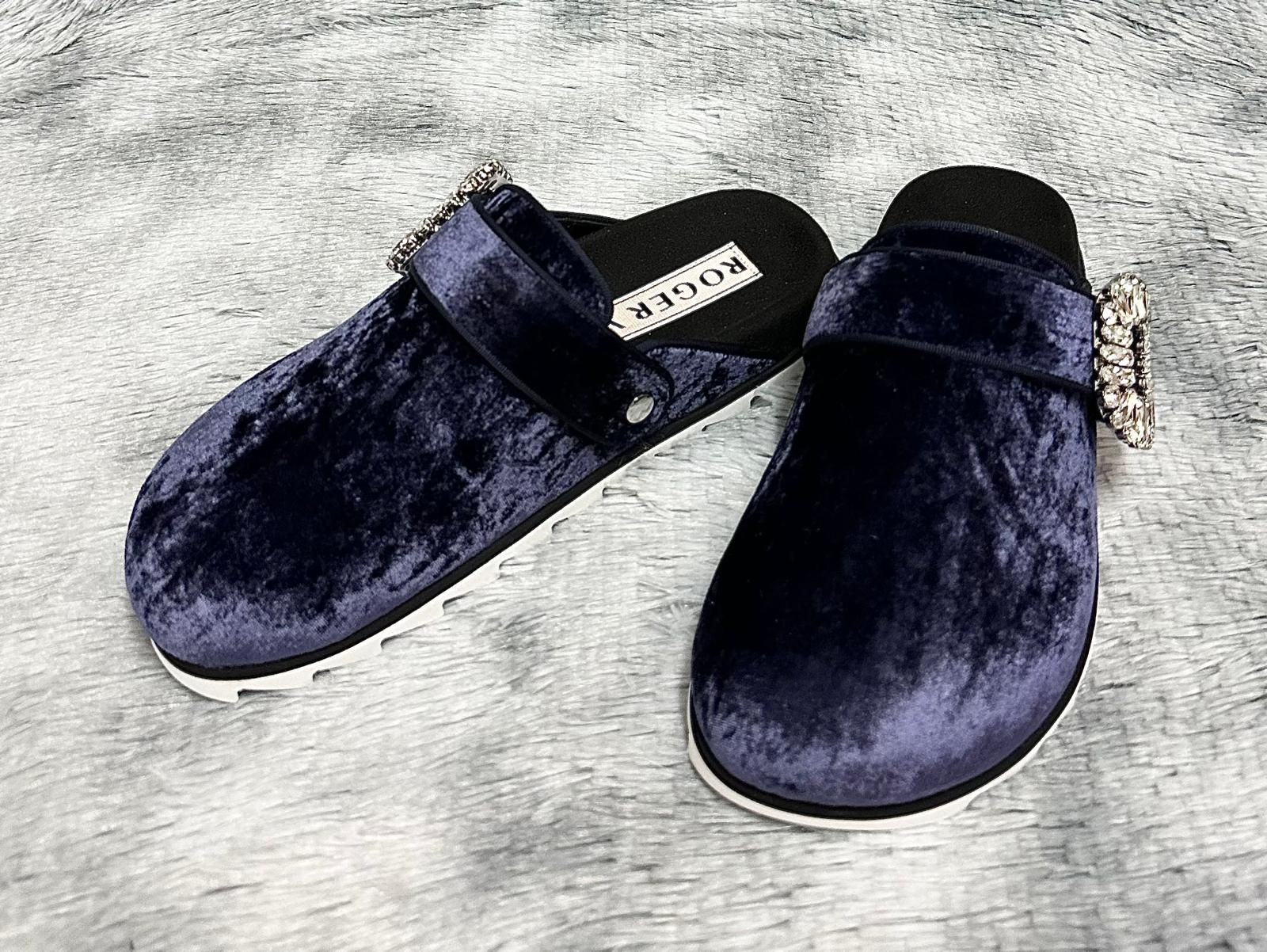RV603  Slidy Viv Closed Toe Piping Mule (Aqp Blu Navy)