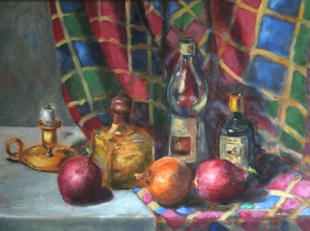 Onions and Bottles 21x27, framed.jpg