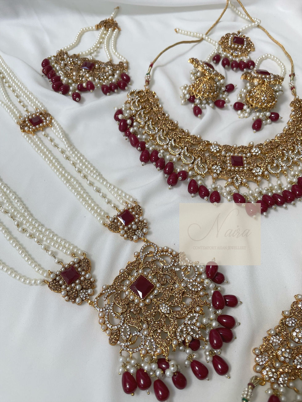 Thumbnail: Mahira Full Bridal 7pc Set- Red