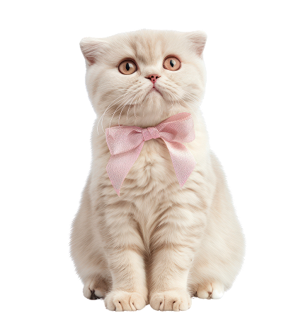 Cream kitten with pink bow