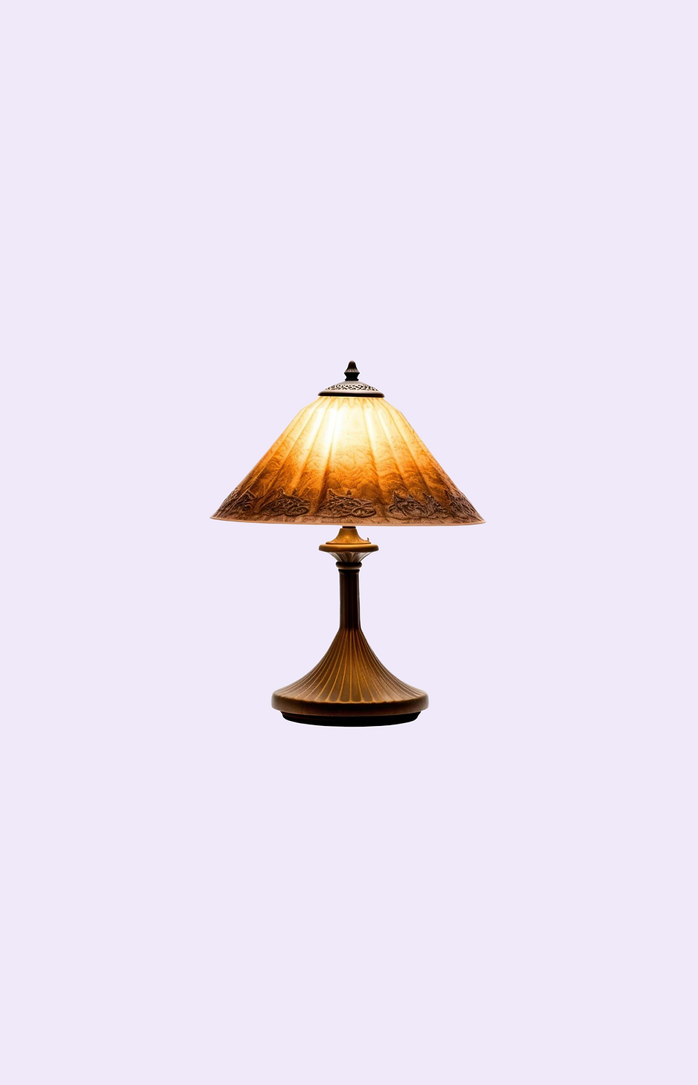 Table lamp with pleated amber shade