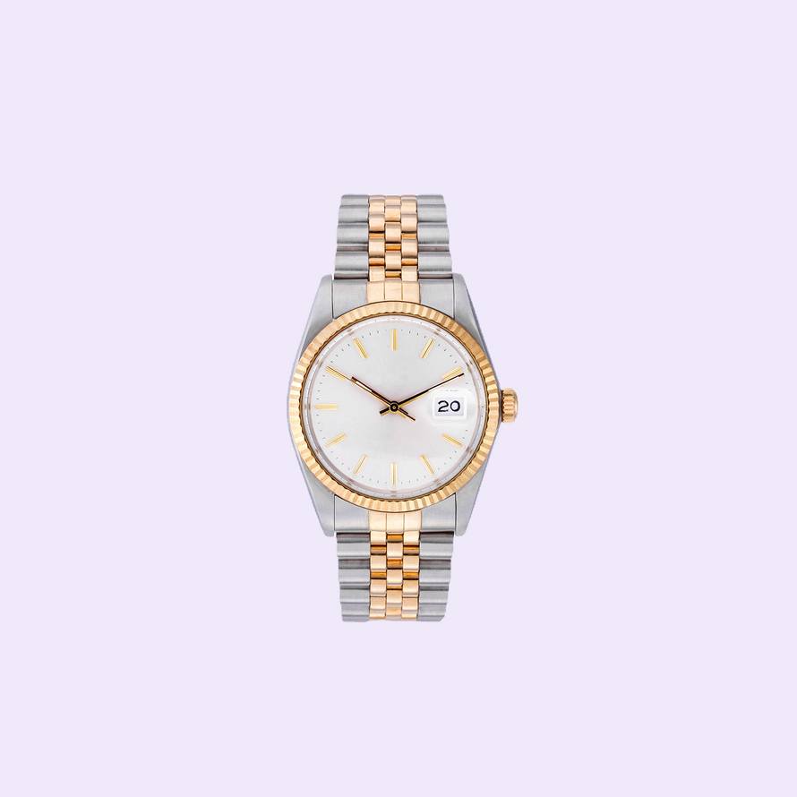 Two-tone silver and gold watch