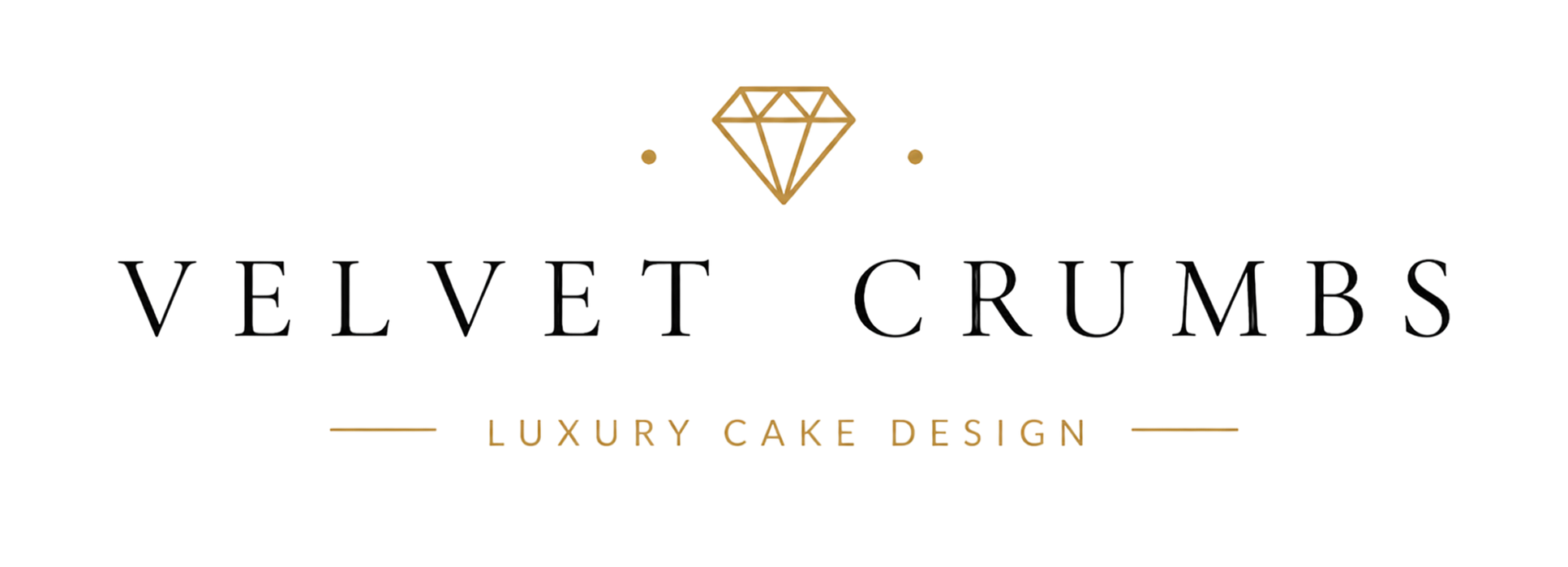 Velvet Crumbs Luxury Cake Design logo with a diamond icon
