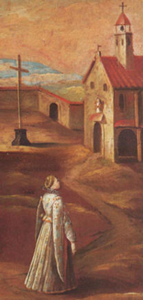 A painting of Mary Ward seeking her vocation