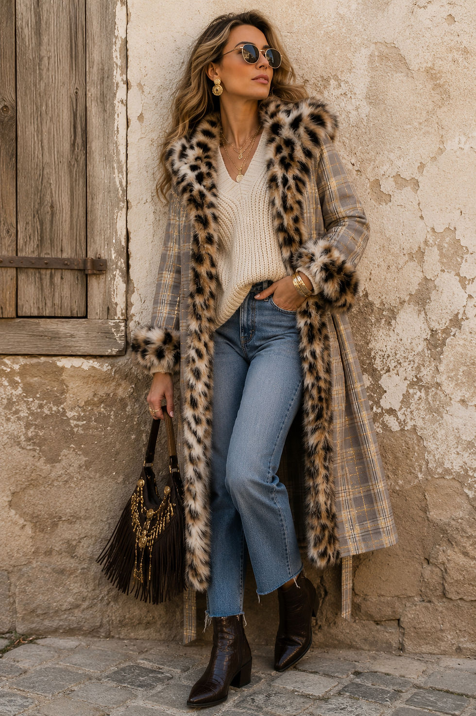 Thumbnail: Luna Plaid Luxe Hooded Coat
