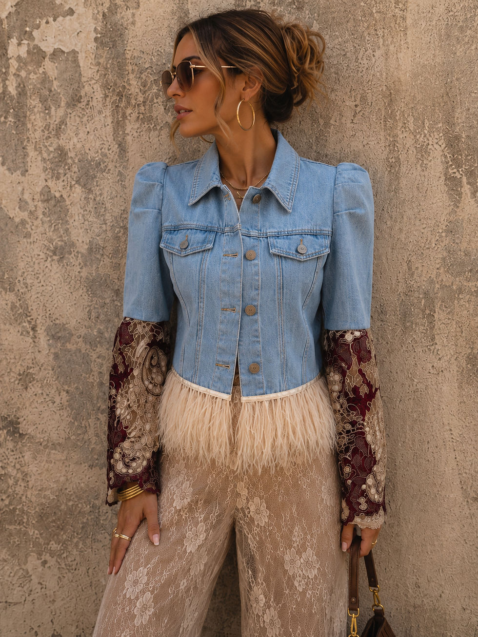Thumbnail: Bordeaux Éclat Denim Jacket