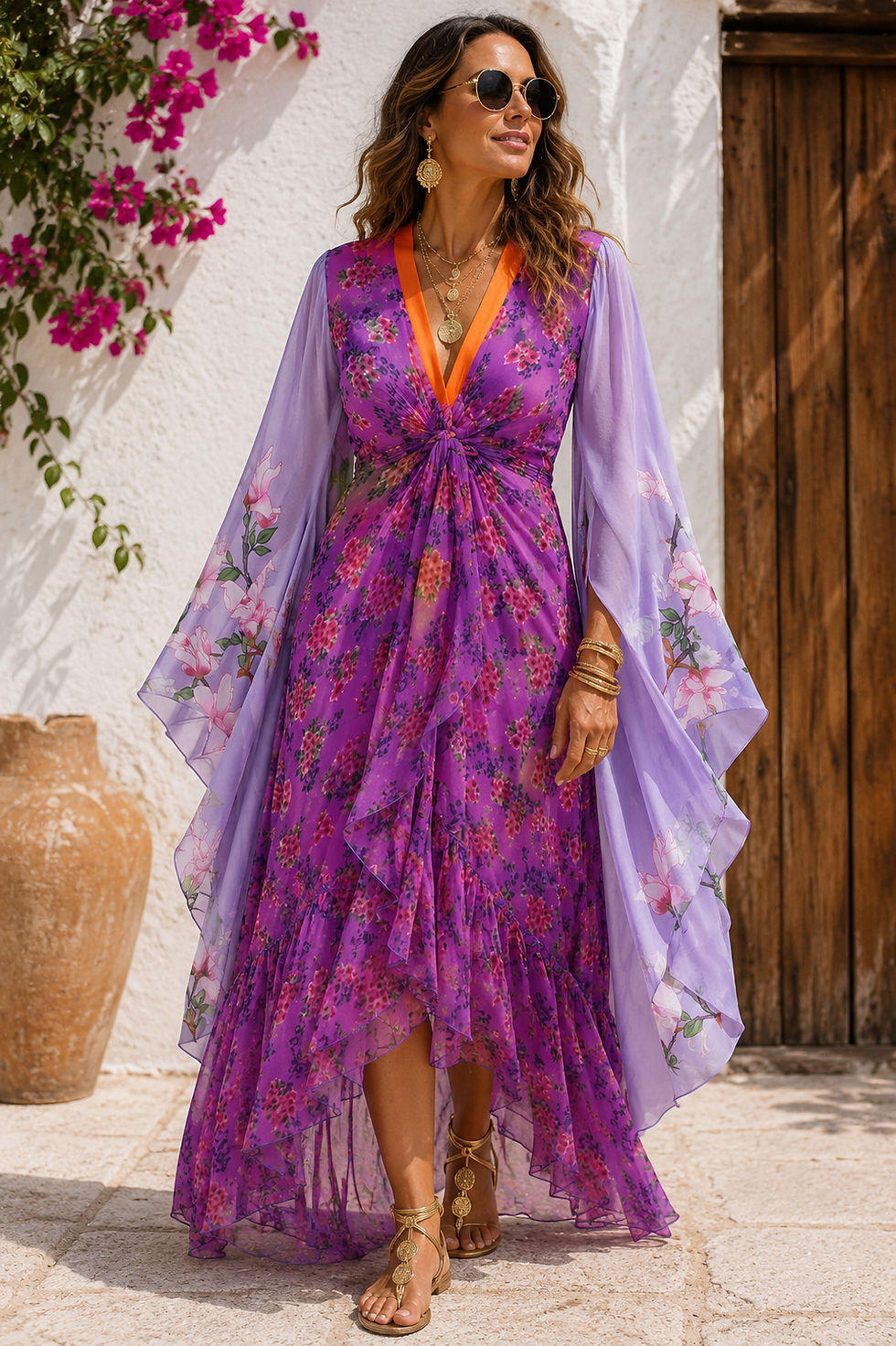 Thumbnail: Violet Bloom Wrap Frill Dress