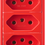 Miniatura: Conjunto 3 Tomadas 10A vermelha frontal