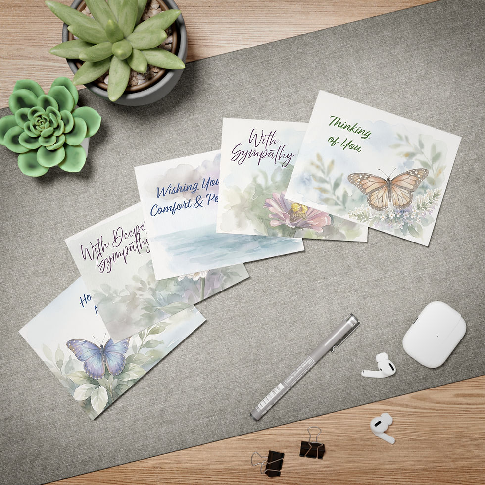 Thumbnail: Sympathy Butterflies & Soft Watercolor Scenes Greeting Cards (5-Pack)