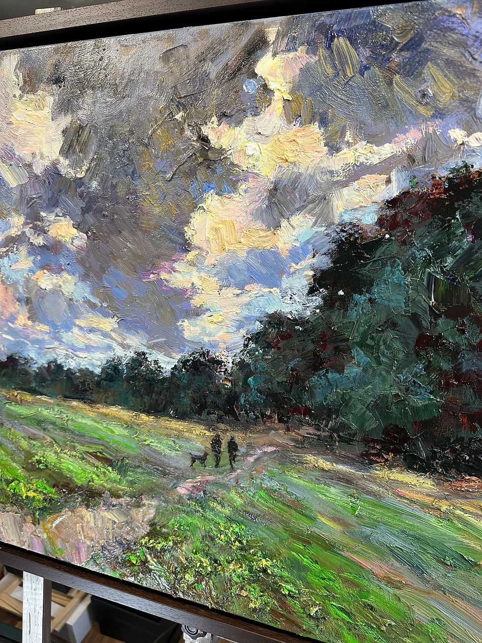 Thumbnail: Sunlight Through the Storm Clouds Original Oil Painting
