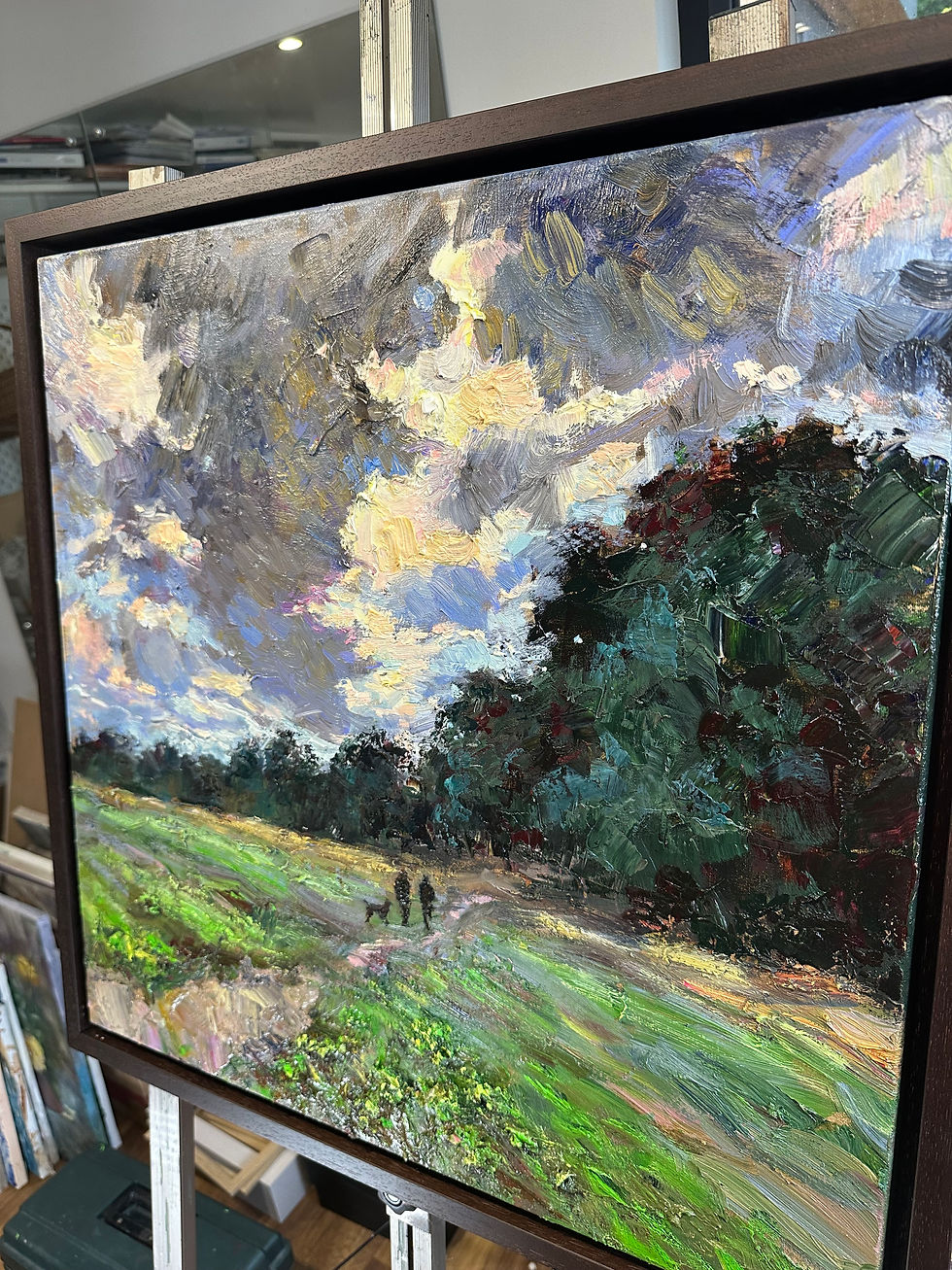 Thumbnail: Sunlight Through the Storm Clouds Original Oil Painting
