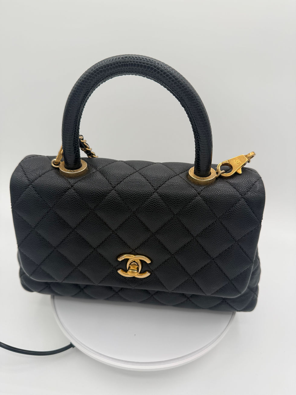 Thumbnail: Chanel small coco handle caviar leather/gold hardware 