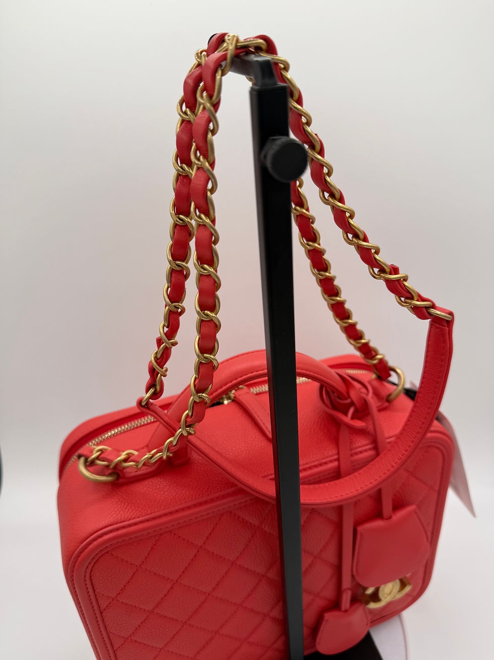 Thumbnail: Chanel Filigree top handle vanity caviar/gold hardware 