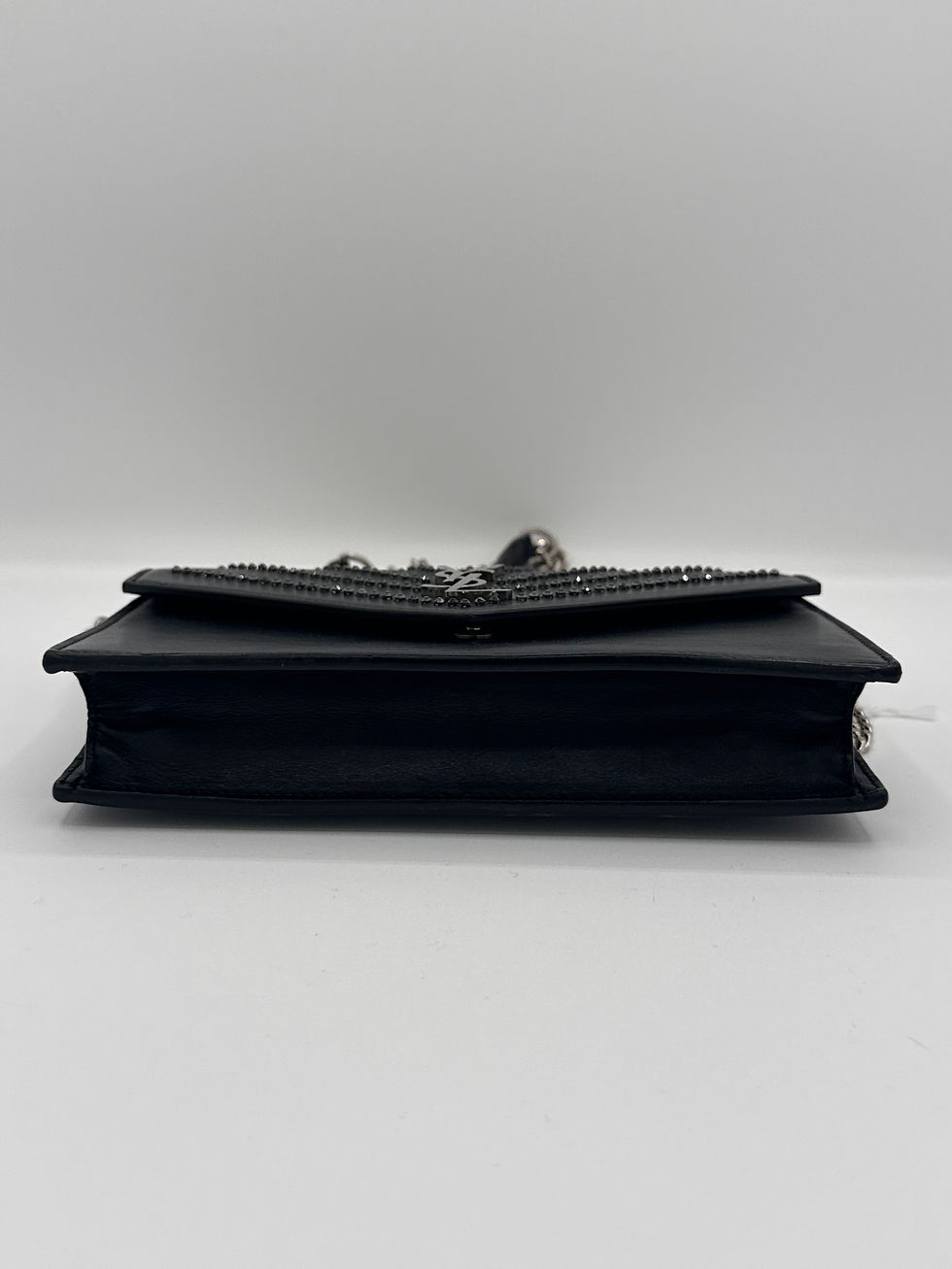 Thumbnail: YSL Studded Chevron Calfskin Envelope Chain Bag 