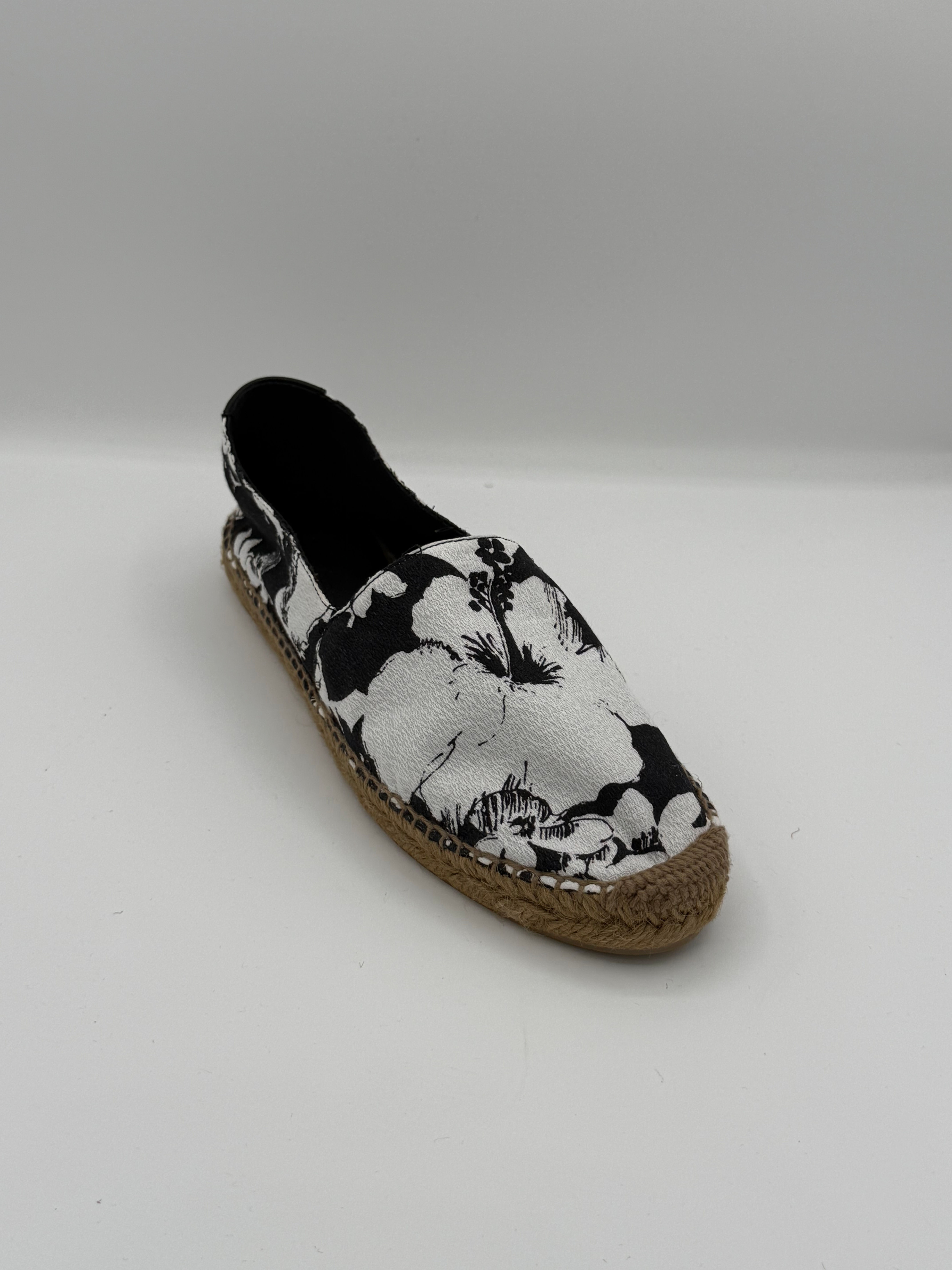 YSL Hibiscus Print Canvas Espadrilles. Sz 39.5