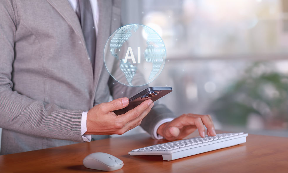 Business man leveraging AI for office productivity