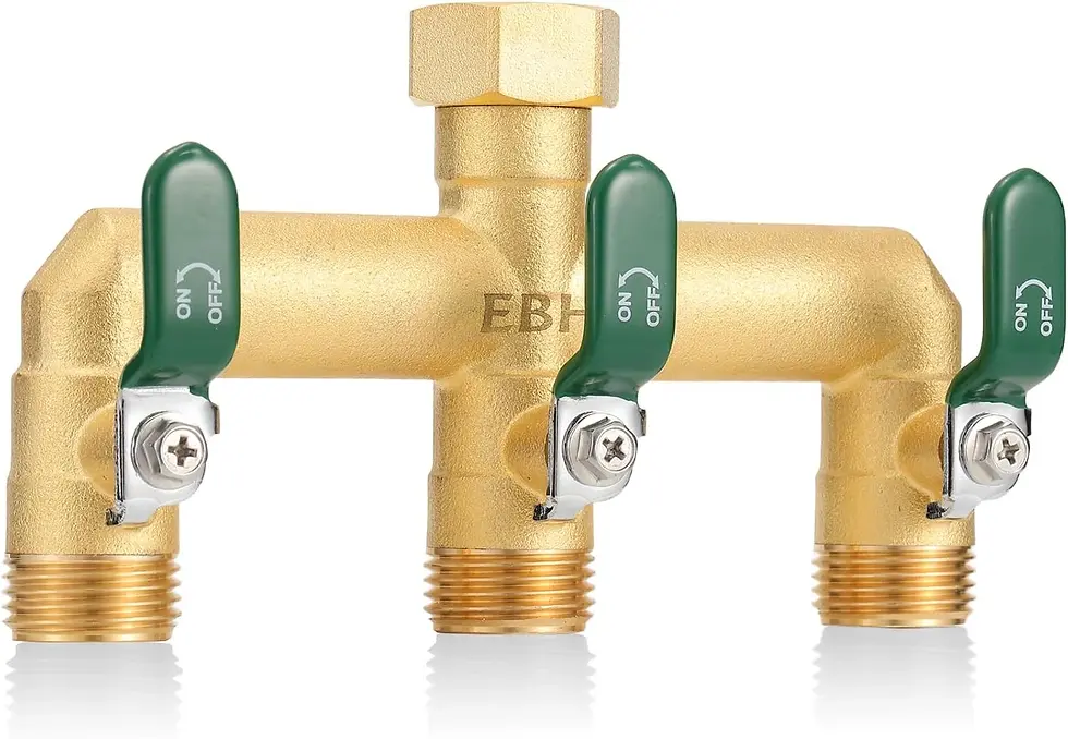 EBH 3‑Way High Flow Brass Outdoor Hose Manifold (3/4" GHT)