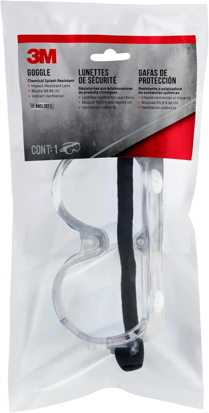 3M Chemical Splash Goggles 91252H1‑DC‑10