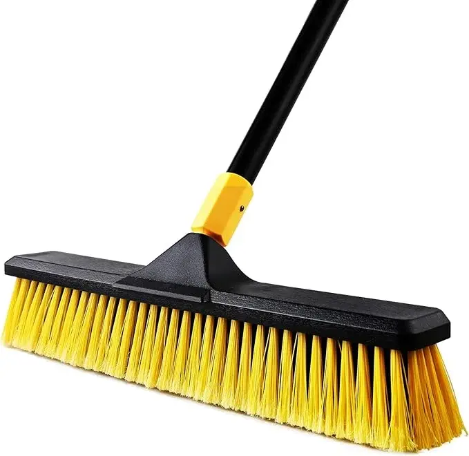Push Broom with Stiff Bristles for Jobsite Debris
