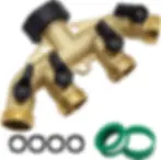 4 Way Brass Hose Splitter (3/4" Brass Hose Faucet Manifold)