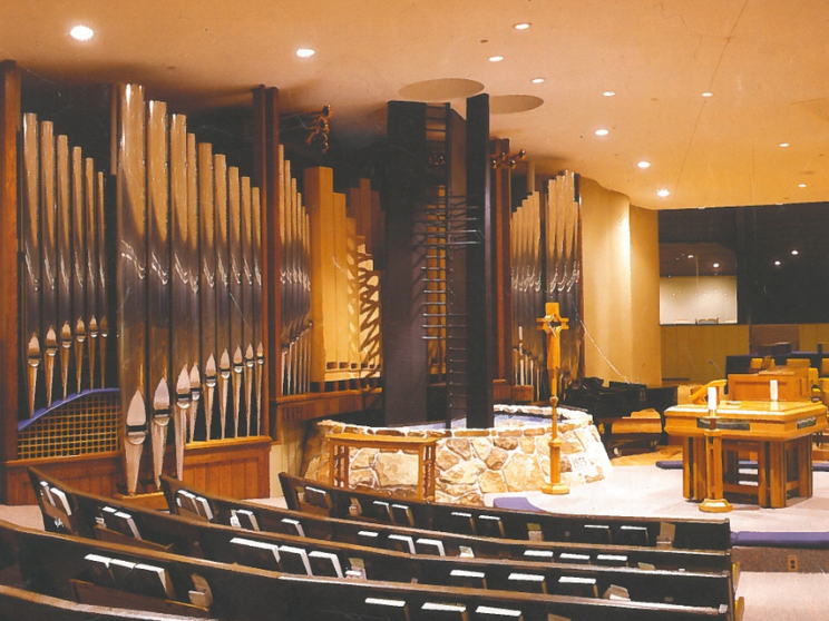 Cover photo of "The Diapason" magazine (April 2007) featuring the newly built organ at MPLC, designed and installed by John-Paul Buzard Pipe Organ Builders.