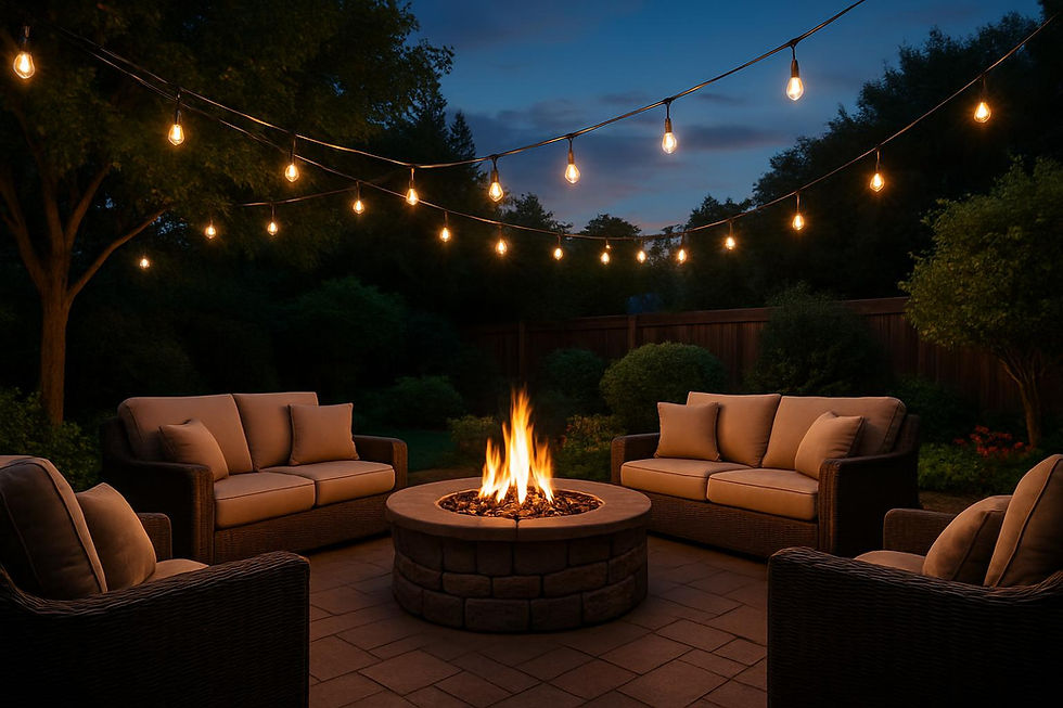 Transform Your Backyard with Lighting and Fire Features