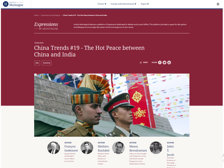 Essay in the Institut Montaigne's China Trends Journal - Supply Chain and Market Scale: India as the Next China?
