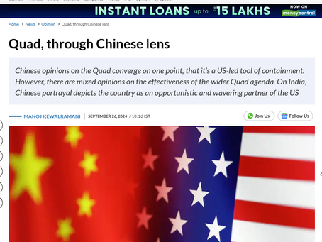 Opinion for Moneycontrol.com: Quad, through Chinese lens