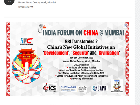 Chaired a session @ 6th India Forum on China by Institute of Chinese Studies