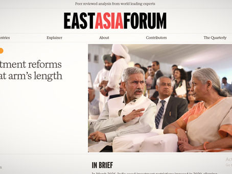 Analysis in East Asia Forum: India’s investment reforms keep China at arm’s length