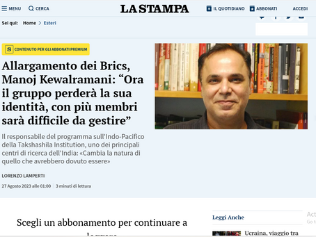 Interview in Italian Daily, La Stampa