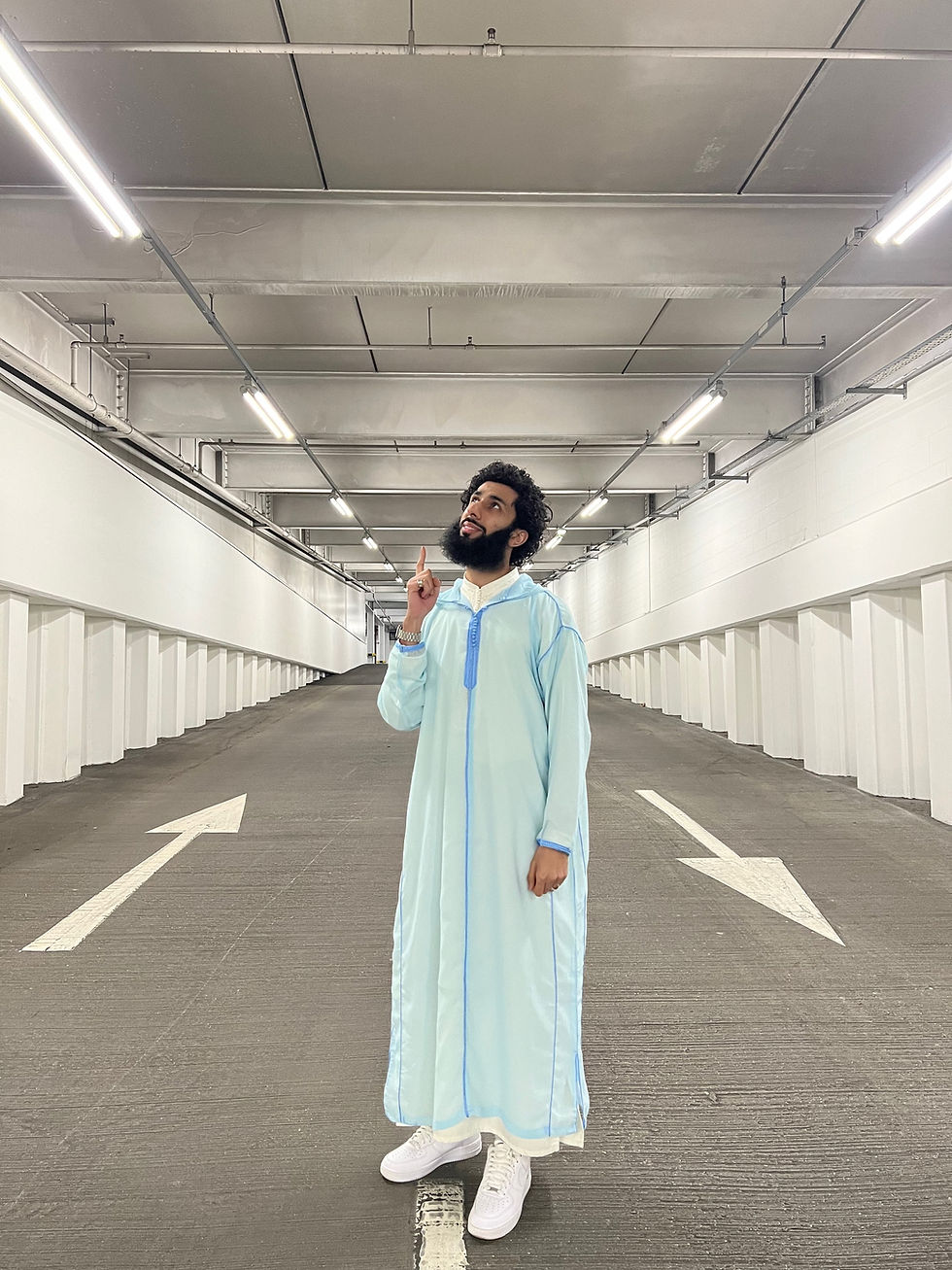 Thumbnail: Baby Blue Morrocan Djellabiya Hood Thobe