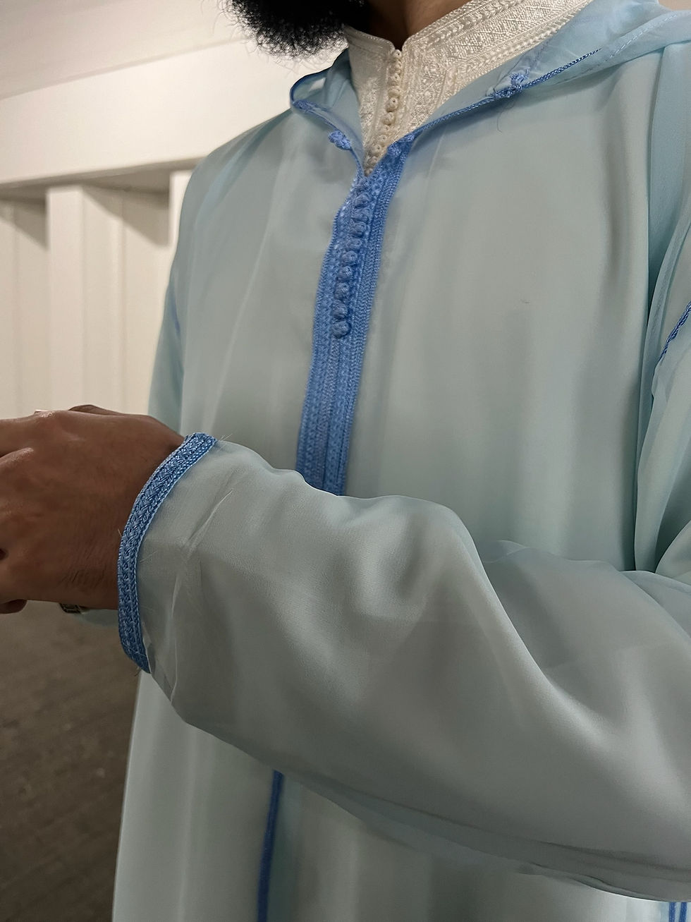 Thumbnail: Baby Blue Morrocan Djellabiya Hood Thobe