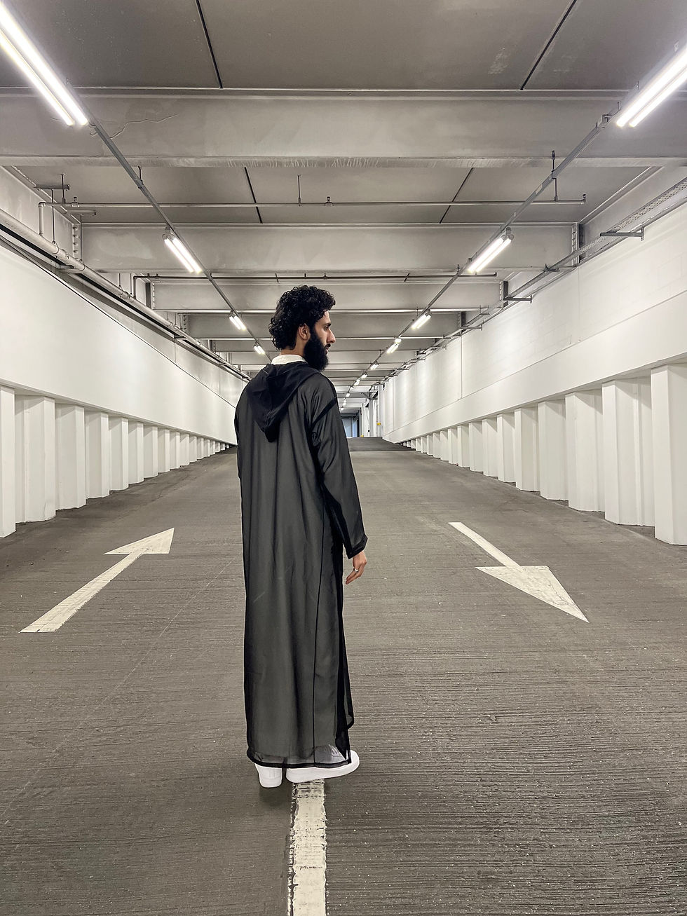 Thumbnail: Black Morrocan Djellabiya Hood Thobe